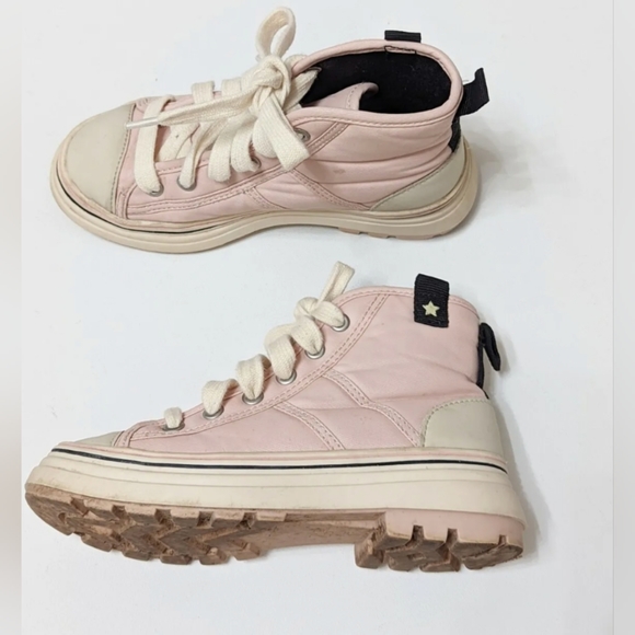 ZARA Pastel Pink Lug Sole High Top Sneakers Girl\'s Size 11 main image 2